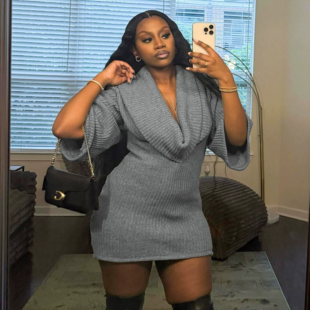 Zara Fall Winter Loose Cowl Knit Mid Sleeve Short Dress